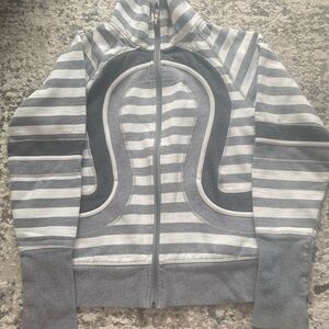 Lululemon Striped Gray and White Zip-Up Jacket